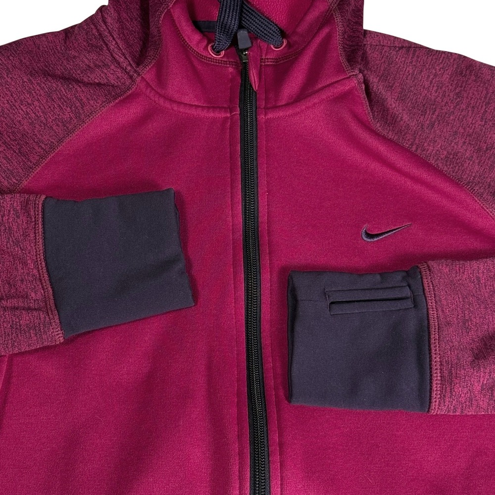 Nike Therma-FIT Full Zip Hoodie Berry Pink Thumbhole Performance Womens L